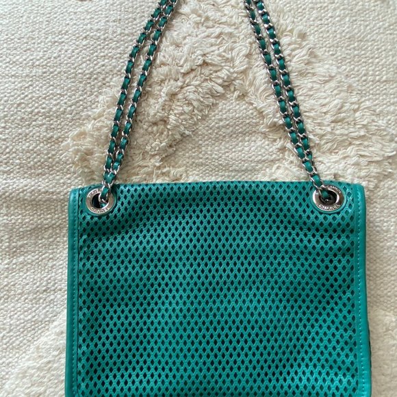 CHANEL Up in the Air Medallion Flap Bag Perforated Purse Emerald Green HOST PICK - Picture 6 of 16